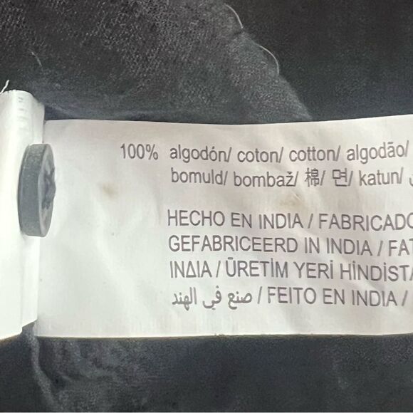 Zara Mandarin Collar Tunic Top Sz Medium Black Gauzy Cotton 4 Buttons Light - Picture 9 of 9